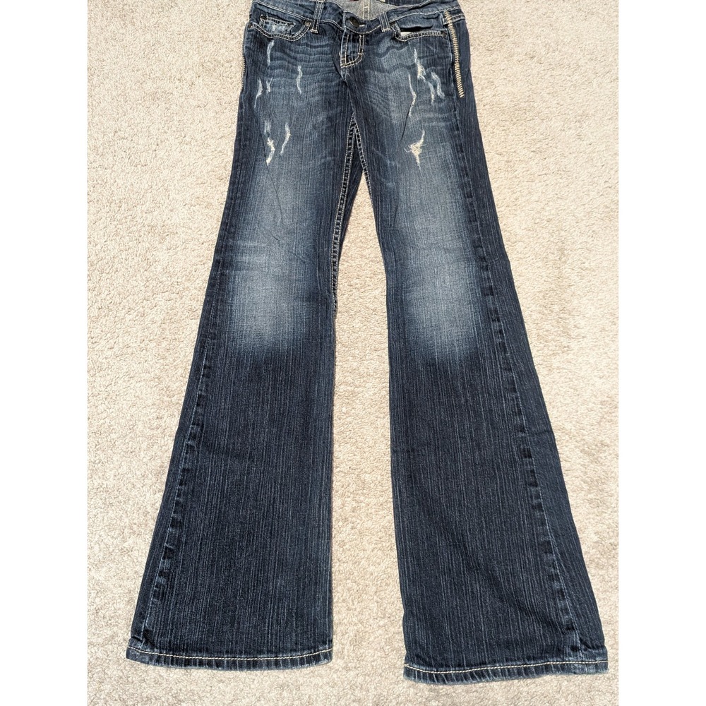 Vintage BKE Sabrina Jeans Women 26 Dark Wash Bootcut Low Rise Thick Stitch Y2K